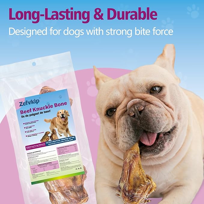 All-Natural Beef Knuckle Bone for Dogs - Durable Chew Toy for Aggressive Chewers, Highly Digestible Adult Dog Treat Suitable for All Breeds