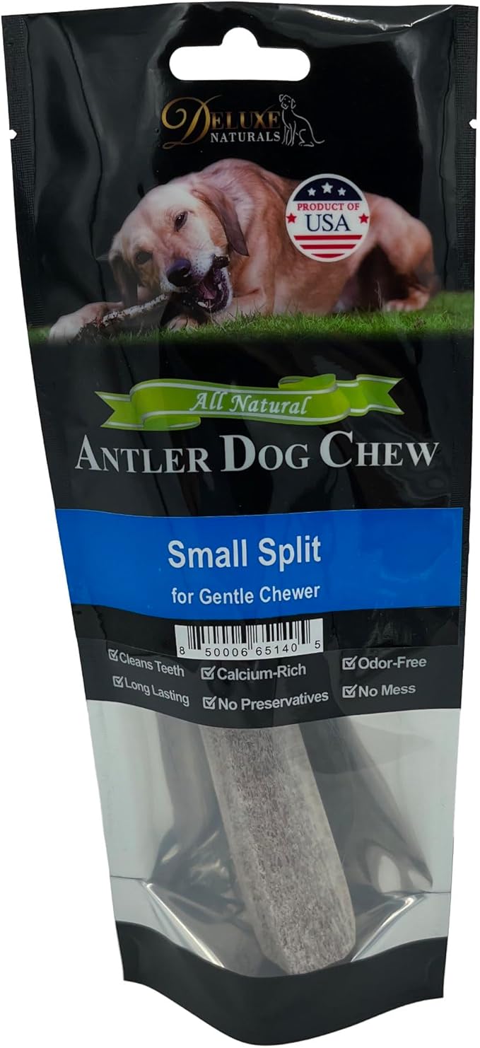 1-Pack Small Split Elk Antler Dog Chew (5 to 6.5+ in) – All Natural, Premium Grade A, Odor-Free, USA-Sourced – Long-Lasting Dental Treats for Toy and Small Dogs Under 15 lbs