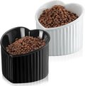 Mumufy 2 Pcs Ceramic Elevated Cat Bowls Tilted Elevated Raised Pet Bowls Anti Vomit Cat Dish for Indoor Stress Free Water Dish Feeder for Puppies, Heart Shaped(Pearly White, Black)