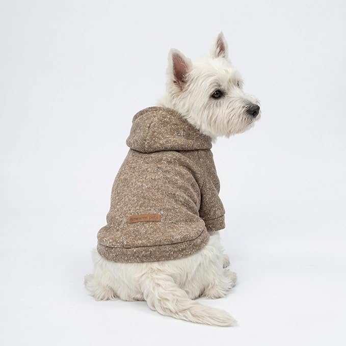 Fitwarm Knitted Dog Hoodie Sweater, Winter Clothes for Small Dogs Boy Girl, Lightweight Pet Hooded Sweater, Heather Khaki, XS