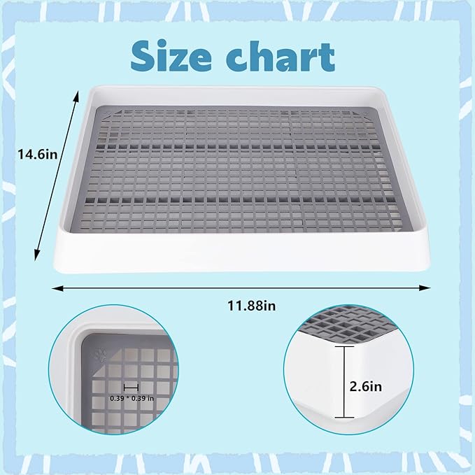 FHTONGE Guinea Pig Litter Box for Cage, Guinea Pigs Litter Pan with Grid, Rectangular Small Amimal Potty Trainer Tray Pet Toilet for Rat Chipmunk Chinchilla Hedgehog Hamster Ferret Rabbit