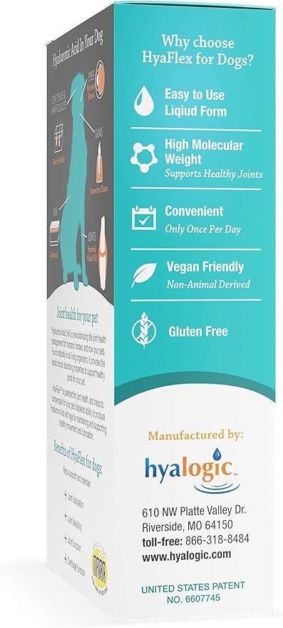Hyalogic HyaFlex Hyaluronic Acid for Dogs - Premium Pet Supplies for Joint, Skin, Eye, and Coat Maintenance - Natural Joint Supplement for Dogs to Enhance Mobility (30ml)