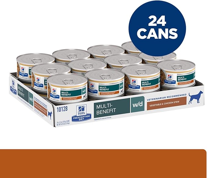 Hill's Prescription Diet w/d Multi-Benefit Digestive/Weight/Glucose/Urinary Management Wet Dog Food, Vegetable & Chicken Stew, 5.5 oz. Cans, 24-Pack