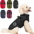 Warm Dog Winter Coat, Windproof Dog Cold Weather Jacket, Reflective & Adjustable Black Pet Vest with Harness, Thick Polar Fleece Lining Cozy Apparel for Small Medium Cats