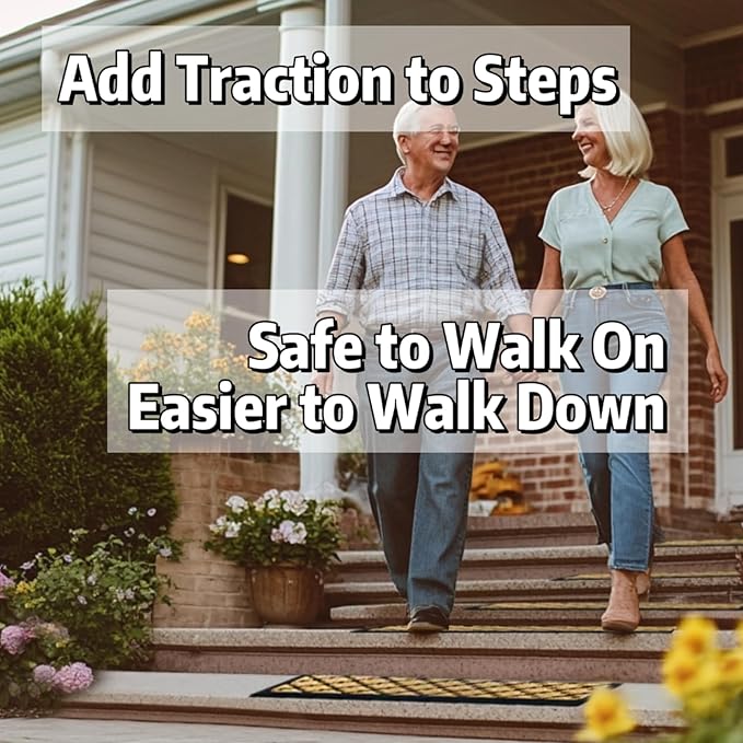 Aucuda 6pcs 8.5" x 30" Stair Treads Outdoor for Elders and Dogs on Wooden Steps, Non Slip Stair Runner Rug Heat Insulation Rubber Backing, Brown Lattice Staircase Mat Carpet for Indoor Grip Farmhouse.