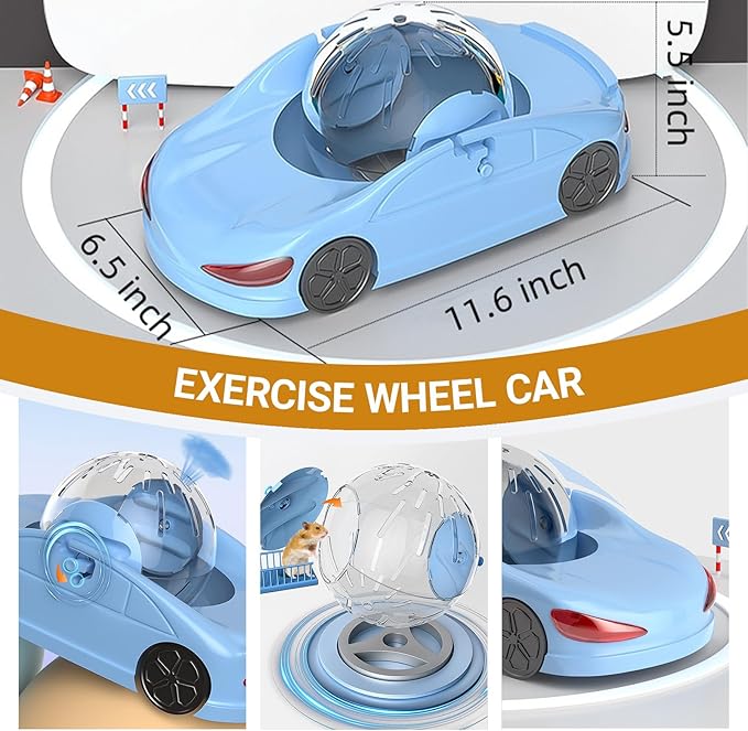 Hamster Exercise Ball Sports Car,Hamster Car with Detachable Transparent Ball,Funny Exercise Wheel for Hamsters,3 Modes Available,Suitable for Dwarf Small Pet - Safe, Breathable and Cute (Pink, 5.7")