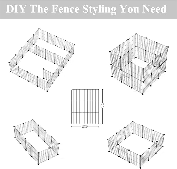 LURIVA Small Animal Playpen, Guinea Pig Cages, Pet Playpen, Rabbit Cage,Small Animal Cage, Puppy Kitten Dog Playpen, Indoor Outdoor Portable Metal Wire Yard Fence,15 X 12 Inch, 28 Panels, Black