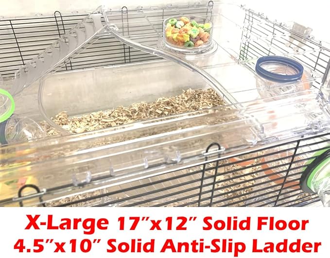 Extra Large Deluxe 2-Floor Acrylic Clear Hamster Mouse Palace House Reptiles Habitat Exercise Running Wheel Water Bottle Tower Food Bowl Hide House Expansion Outlets