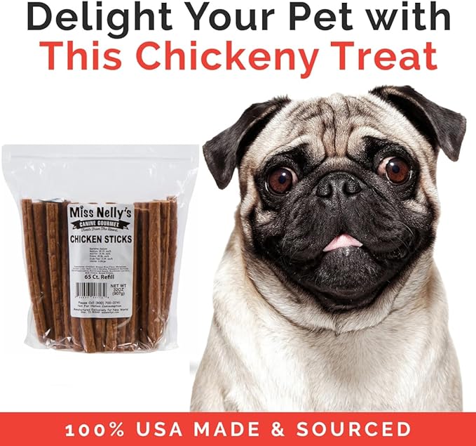 Miss Nelly's- All Natural Chicken Jerky Dog Treats Made in USA Only-Original Smoke House Recipe-Minimally Processed Soft Sticks Dog Jerky Treats-32 oz. Bags