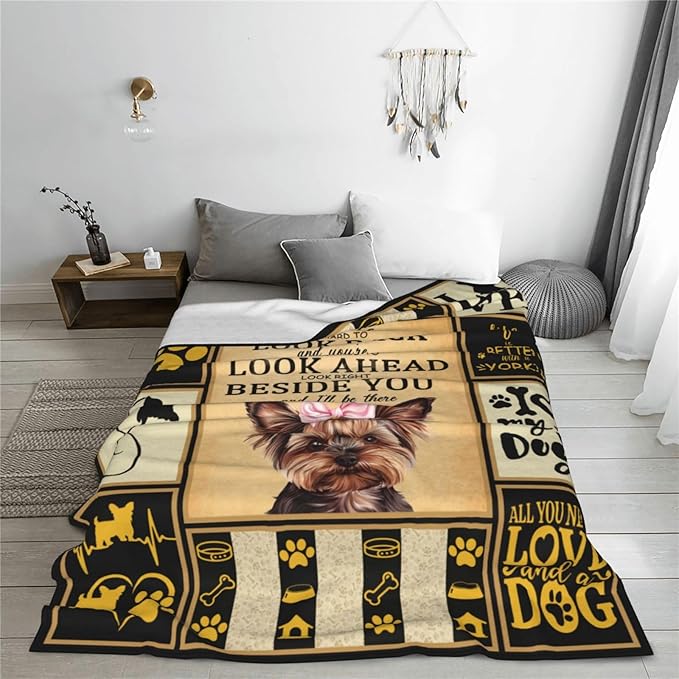 banonaty Yorkie Blanket Dog Throw Blanket Cozy Fleece Flannel Bedding Springer Yorkie Gifts for Women Men Boys Girls Adult Lover Stuff Plush for Couch Sofa Bed Decor 40"X50"