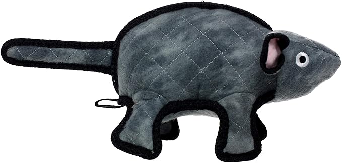 TUFFY - World's Tuffest Soft Dog Toy -Barnyard- Multiple Layers. Made Durable, Strong & Tough. Interactive Play (Tug, Toss & Fetch). Machine Washable & Floats. (Gray Mouse, Large 2 Pack)