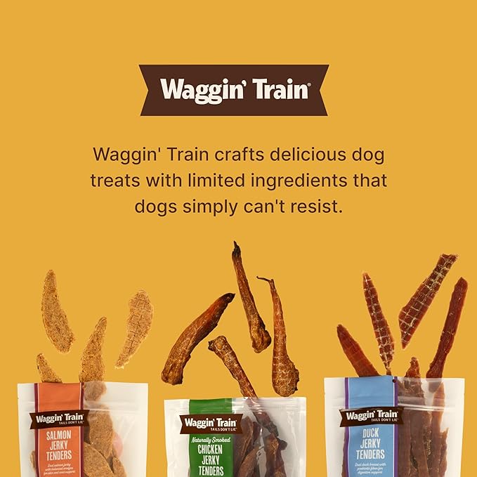 Waggin' Train Smoked Chicken Jerky Tenders for Dogs with Turmeric and Human Grade Bone Broth, Grain and Corn Free, High Protein, Premium Limited Ingredient 100% Real Chicken Dog Treats, 12 oz. Pouch