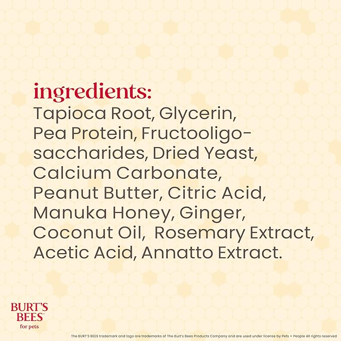 BURT'S BEES FOR PETS Dental Treats for Dogs with Manuka Honey & Ginger, Holistic, Plant-Based Oral Care, 98% Natural Origin Formulas, Peanut Butter Flavor, Dog Treats Small Dogs, Sz Small 10ct, 7 oz