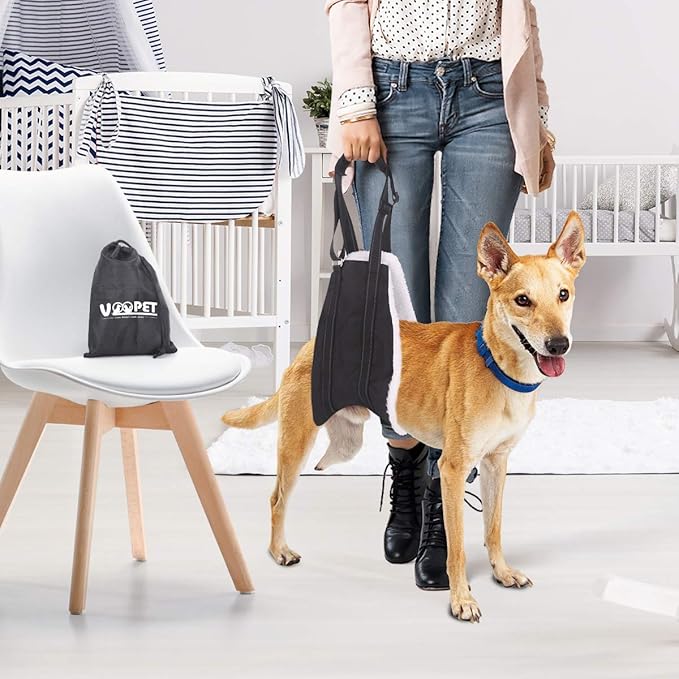 voopet Dog Sling, Help Lift Back Legs, Portable Hip Support Harness Assist Lift Dogs Rear for Canine Aid - Pet Lift Harness for Small Medium & Large Dogs Hind Leg Support Rehabilitation