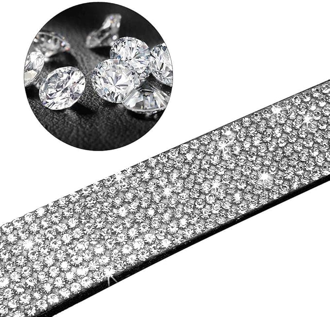 Cute Dazzling Sparkling Elegant Fancy Soft Suede Leather Bling Rhinestone Crystal Jeweled Pet Cat Dog Puppy Collar Dog Leash Combo Set (Red7, S)