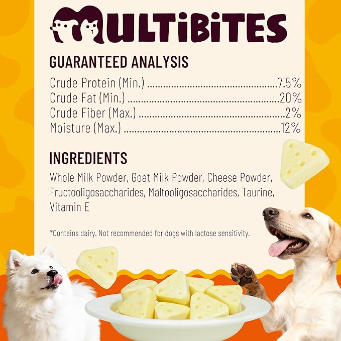 8.15oz Cheese Dog Treats with Taurine, Prebiotic & Vitamin E - Natural Dog Treats for Small, Medium & Large Dogs - Grain Free, Soft and Chewy for Digestion & Immune Support