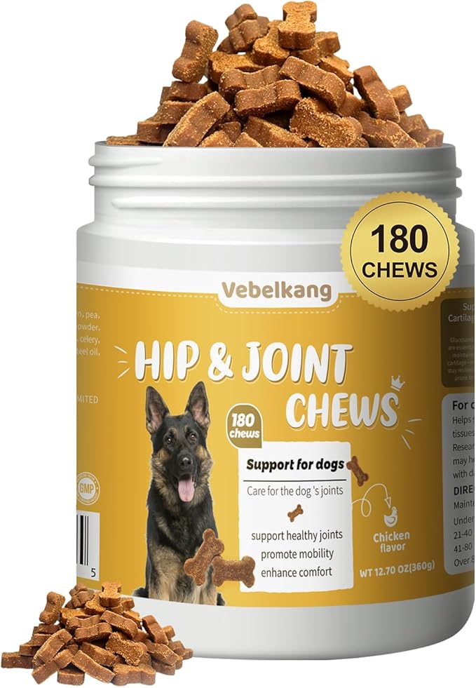 180 Chews Glucosamine Chondroitin Joint Chews for Dogs, Chicken Flavor 13 in 1 with Glucosamine, Chondroitin, MSM, Omega-3 Support Hip & Joint Support - Joint Pain Relief Flavored Fit All Breed