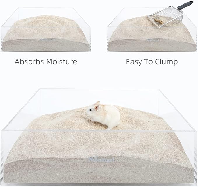 Niteangel Hamster Desert Bath Sand | No-Dust Bath or Potty Litter for Hamsters, Chinchillas, Gerbils, Mice, Degus and Other Small Pets (Desert Sand & Zeolite Particles, 2.5LB/40oz)