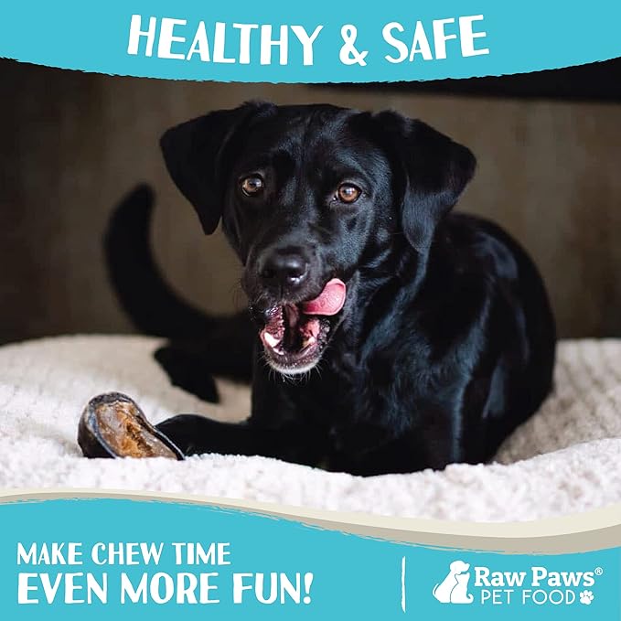 Raw Paws Filled Cow Hooves for Dogs - Peanut Butter Flavor, (5-Count) Natural Beef, Free Range Cow Hooves - Peanut Butter for Dogs - Stuffed Cow Hoof Dog Chews