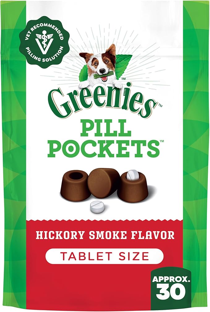 Greenies Pill Pockets for Dogs Small Size, Tablet Pill Treats for Dogs, Hickory Smoke Flavor, 3.2 oz. Pouch