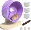 6.7in Silent Hamster Exercise Wheel Hedgehog Wheel Hamster Toy Cage Accessories with Adjustable Stand for Rat Gerbil Mouse (Purple)