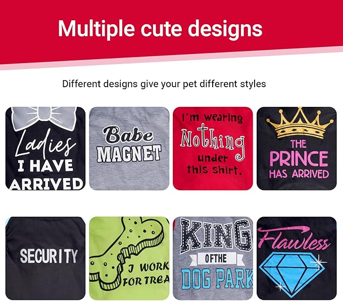 hoyuwak 8 Pieces Pet Shirts Funny Dog Printed Clothes Breathable Cool Puppy Sleeveless Vests for Summer