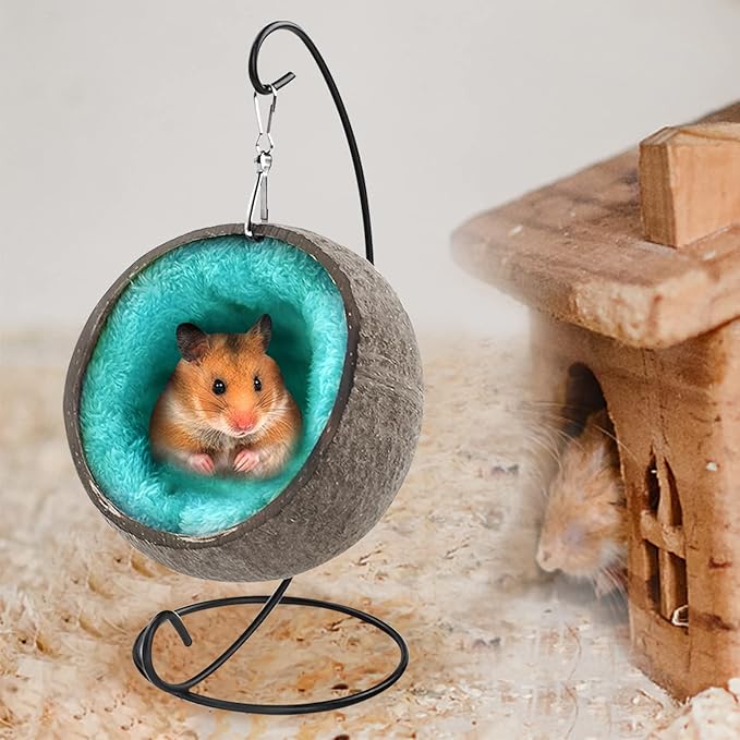 Hamster Cage Hamster Hideout Hanging Hammock Bed with Stand Cage with Mattress for Small Animals