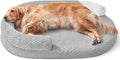 JOEJOY XXL Orthopedic Dog Beds, Extra Large Washable Waterproof Oval Dog Bed with with Removable Cover, Egg-Crate Memory Foam Pet Bed with Bolster Sides & Non-Skid Bottom, Light Grey, 48''x35''