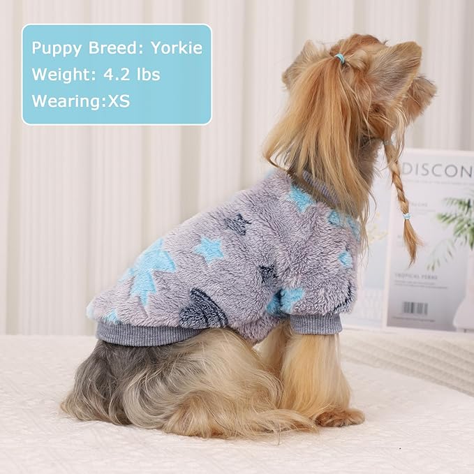 Dog Sweaters for Small Dogs Male Female Night Glow Fleece Dog Clothes for Small Dogs Girl Boy, Warm Pullover Doggy Sweatshirt, Winter Pet Coat Jacket Cat Costume Puppy Outfit, Gray, M