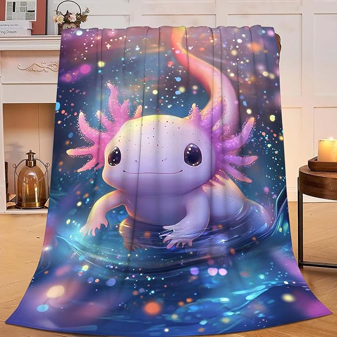 Axolotl Throw Blanket Axolotl Stuff Gifts for Kids Girls Boys Adults Women Man Soft Cozy Warm Plush Fluffy Fuzzy Fleece Blanket Decor 40''X50''
