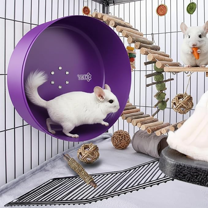 15" Silent Chinchillas Exercise Wheel, Aluminum Alloy Noiseless Running Wheel for Syrian Hamsters, Hedgehogs, Squirrels and Small Pets (Purple)