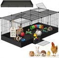 Guinea Pig Cages DIY Small Animal Playpen with Waterproof Liner, Expandable Cage for Guinea Pigs, Metal Wire Yard Fence Rabbit Cage (20 Panels - 56" L x 28" W x 18" H)
