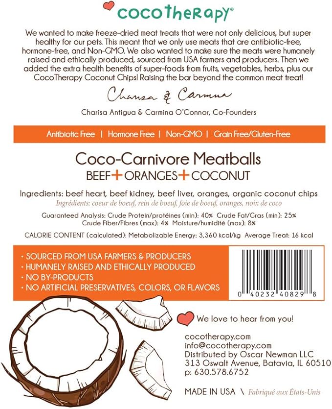 Coco-Carnivore Meatballs – Beef/Orange/Coconut, 2.5 oz