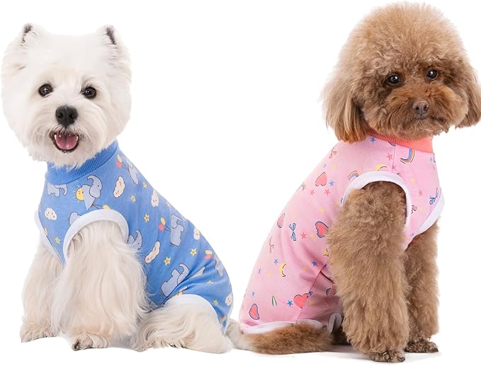 2 Packs Pet Dog Recovery Onesie Suit for Dogs Cats After Surgery,Dog Abdominal Wounds Bandages Cone E-Collar Alternative. (Blue, XL)