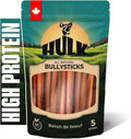 6-inch Bully Sticks for Dogs (Pack of 5), Natural Scent & Long Lasting Dog Dental Chews All Natural & Single Ingredient, 100% Beef Dog Treat with No Artificial Flavor (Pack of 5)