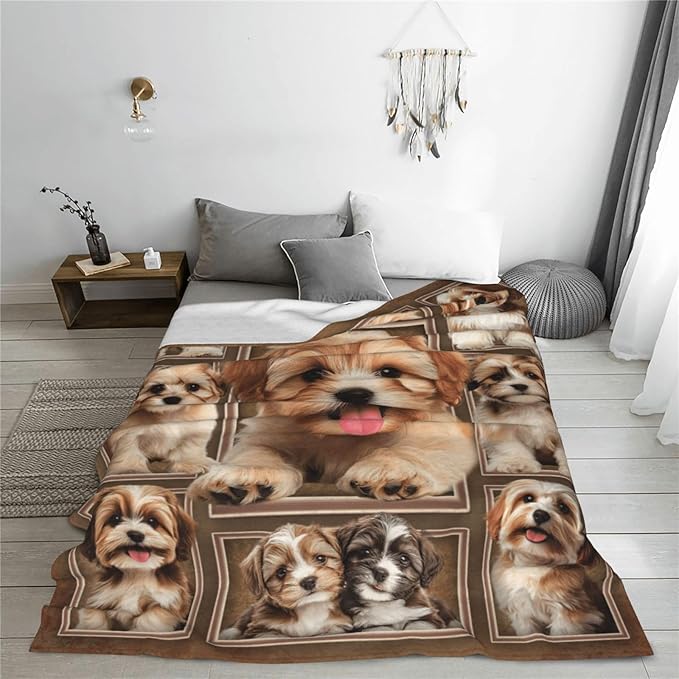 Havanese Gifts, Dog Throw Blanket, Havanese Stuff Animal for Women Boys Girls Men Lover Adult Cozy Fleece Flannel Bedding Plush for Couch Sofa Bed Decor 60"X50"