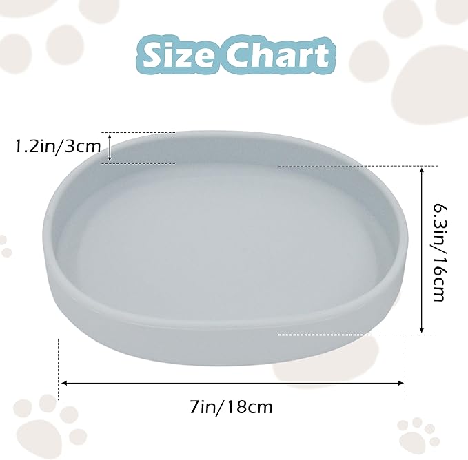 Silicone Cat Dog Bowls, Non Slip Dog Food Cat Feeding Plates, Pet Drinking Bowl for Dry and Wet Food, 10 OZ/330ML Water Bowl for Small Pets 2PCS (Gray)