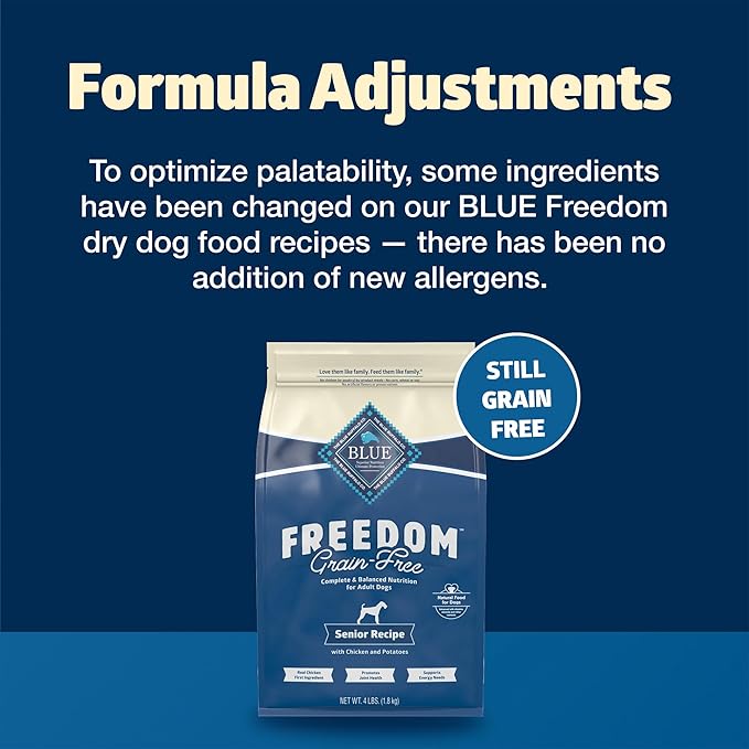 Blue Buffalo Freedom Grain-Free Senior Dry Dog Food, Provides Energy to Stay Active, Made in the USA with Natural Ingredients, Chicken & Potatoes, 24-lb Bag