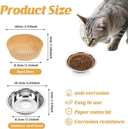 1000 Pcs Bulk Large Pet Disposable Feeding Bowls Liner Cat Food Bowls Paper Liner Pets Disposable Feeding Bowl Small Paper Cat Plates for Small Dogs Cats Dish Bowl