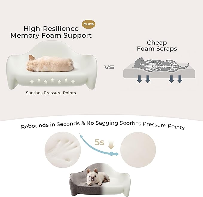 Cooling Orthopedic Dog Bed Medium Size Dog, High-Resilience Memory Foam Support, All-Season Comfort Pet Bed with 3 Washable Removable Cover & Waterproof Liner, Never Sag Dog Couch with Bone Toy