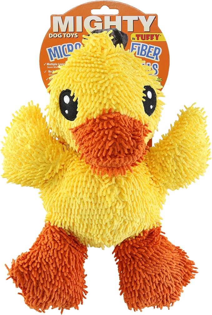 MIGHTY- Microfiber Ball - Farm – Made with Squeaker Balls and Minimal Stuffing. Strong & Tough. Interactive Play. Machine Washable & Floats (Duck, Large 2 Pack)