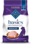 Blue Buffalo Basics Senior Dry Dog Food, Skin & Stomach Care, Limited Ingredient Diet, Turkey Recipe, 4-lb Bag
