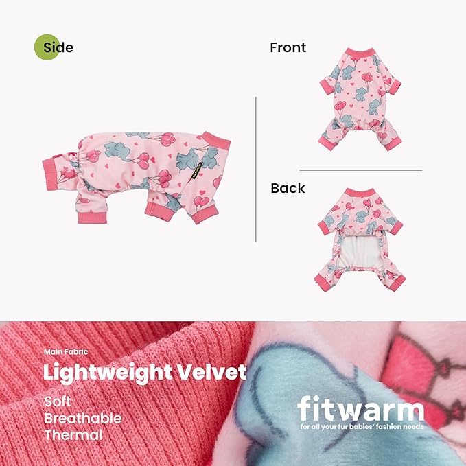 Fitwarm Elephant Fleece Dog Pajamas, Cozy Winter Clothes for Small Dogs Girl, Cute Pet Outfit, Pink, Blue, Small