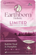 Earthborn Holistic Venture Rabbit Meal & Pumpkin Limited Ingredient Diet Grain Free Dry Dog Food, 4 lbs.