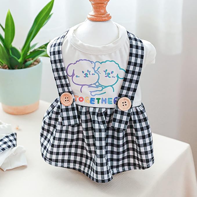 Dog Dresses for Small Dogs Girl Summer Puppy Cute Clothes Outfit Apparel Female Suspender Skirt Pup Yorkie Clothing Breathable Pet Dress for French Dogs Chihuahua