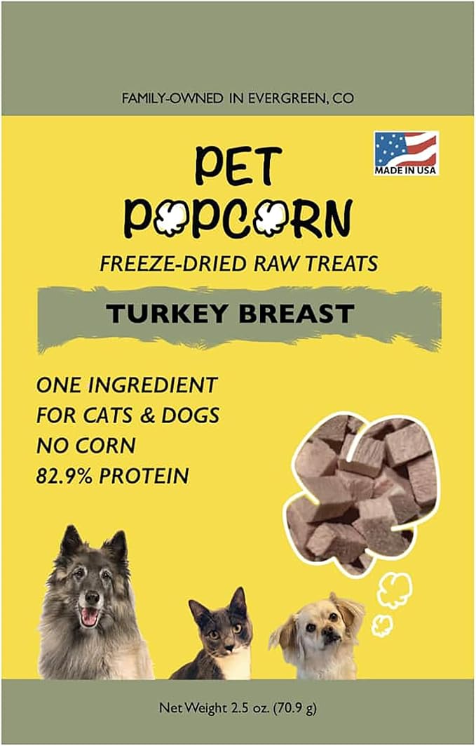 Freeze-Dried Raw Treats - Turkey Breast - 2.5oz Bag, Dog & Cat Snacks, Single Ingredient, Natural, Pet Food Topper, Protein‑Packed Meat