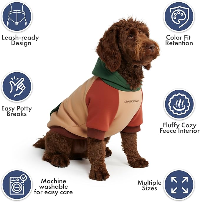 Spark Paws Dog Hoodie – Premium Dog Sweater for Small, Medium, and Large Dogs | Warm Outfits for French Bulldogs, Pitbull, Puppy, Winter Jacket Alternative - Ranger - S