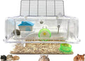 2-Tiers Acrylic Clear Hamster Mouse Deluxe Palace House Habitat with Large Running Wheel Water Bottle Tower Food Bowl Hide House Deep Base Ground Expansion Outlet