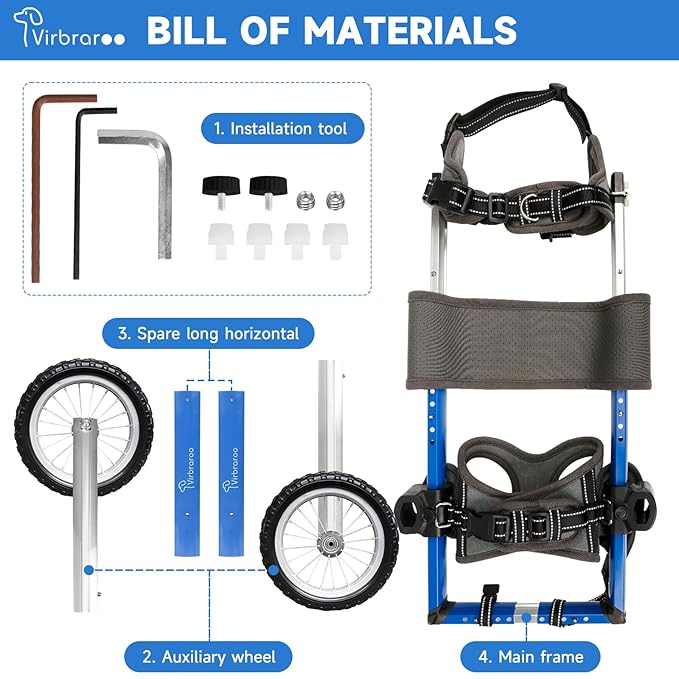 Dog Wheelchair for Back Legs, Dog Wheelchair with All-Terrain Tires & Durable Bearings, Large Dog Wheelchair for Back Legs,88.1-132.2 lbs(XXL)