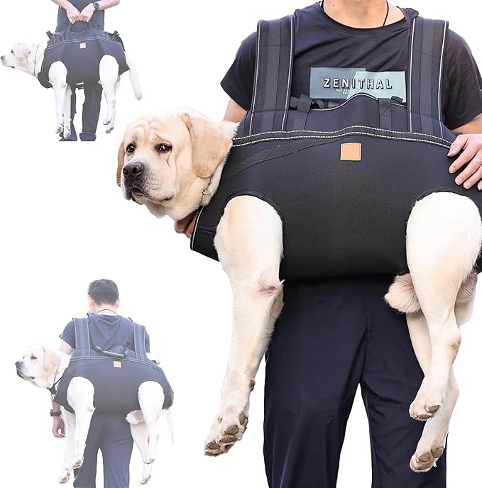 Dog Lift Harness Backpack Carrier for Large Dogs, Full Body Sling with Handle, Dog Harness for Joint Injuries, Arthritis, Ideal for Stairs, Elderly Dogs (Large 20-29 LBS)